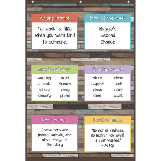 Teacher Created Resources Reclaimed Wood 6 Pocket Chart