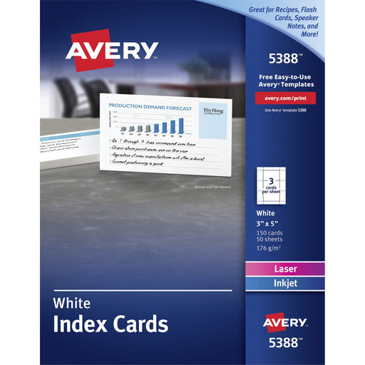 Avery® Laser, Inkjet Printable Index Cards