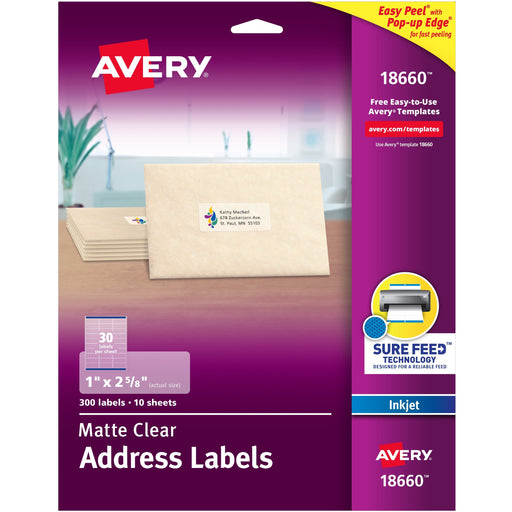 Avery® Matte Clear Address Labels - Sure Feed Technology