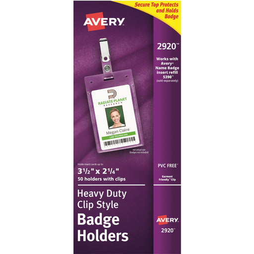 Avery® Heavy-Duty Secure Top Clip-Style Badge Holders