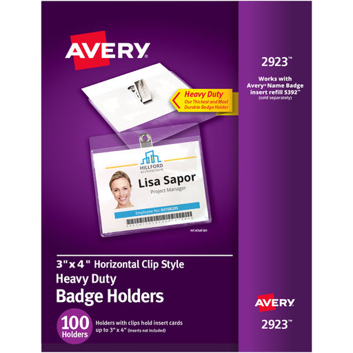 Avery® Heavy-Duty Badge Holders - Clip Style
