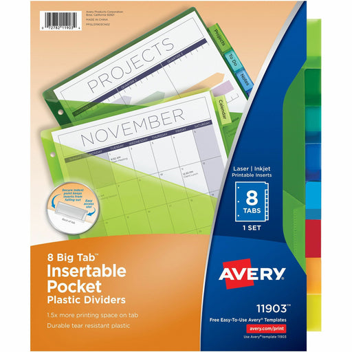Avery® Big Tab Insertable Plastic Dividers w/Pockets