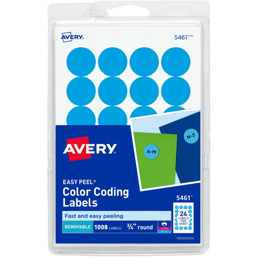Avery® Removable Color-Coding Labels, 3/4" Diameter, 1,008 Labels (5461)