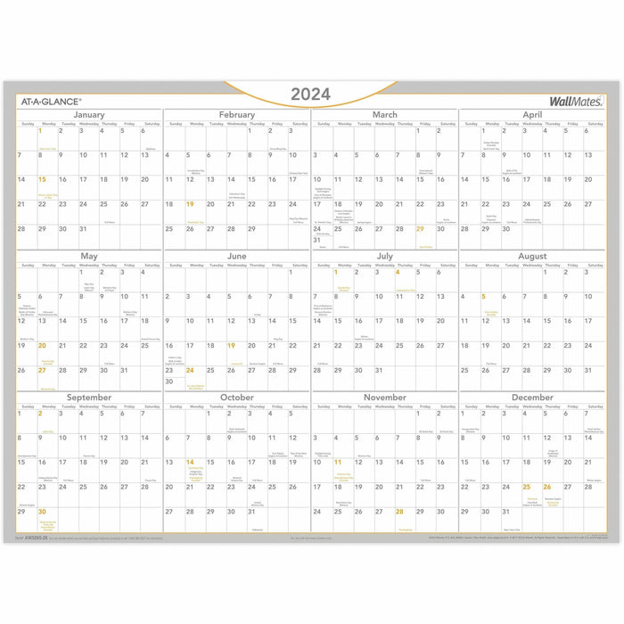 At-A-Glance WallMates Dry-Erase Self-Adhesive Yearly Wall Planner