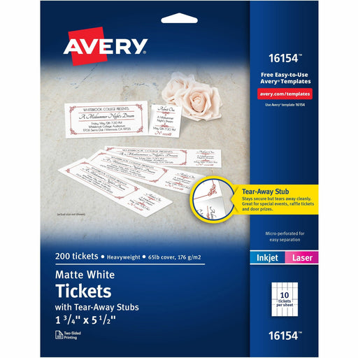 Avery® Blank Tickets with Tear-Away Stubs