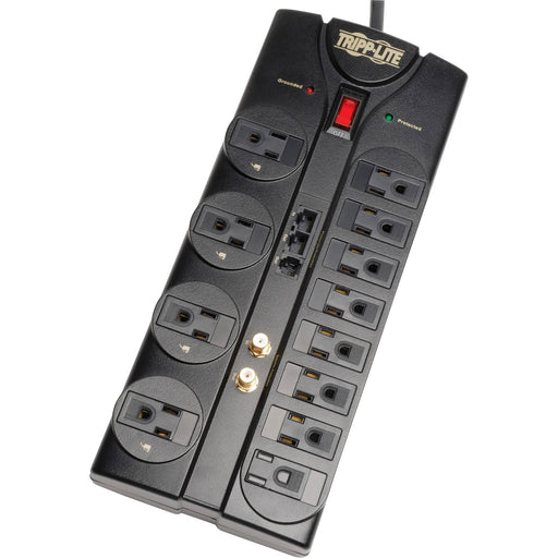 Tripp Lite Protect It! 12-Outlet Surge Protector, 8 ft. (2.43 m) Cord, 2880 Joules, Tel/Modem/Coaxial/Ethernet Protection