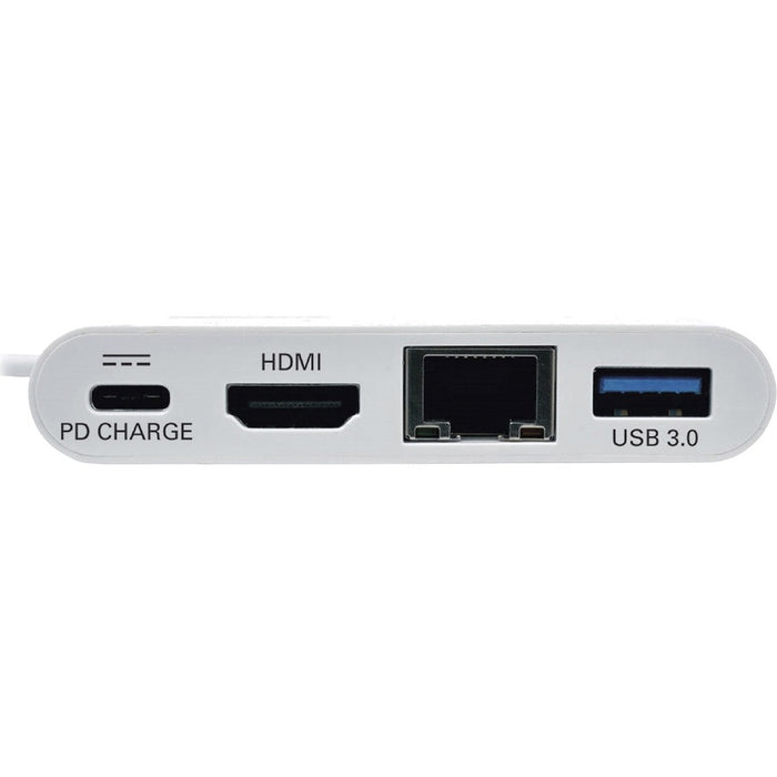Tripp Lite USB-C Multiport Adapter - HDMI, USB 3.2 Gen 1 Port, Gigabit Ethernet, 60W PD Charging, HDCP, White