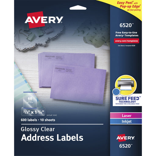 Avery® Easy Peel High Gloss Clear Mailing Labels