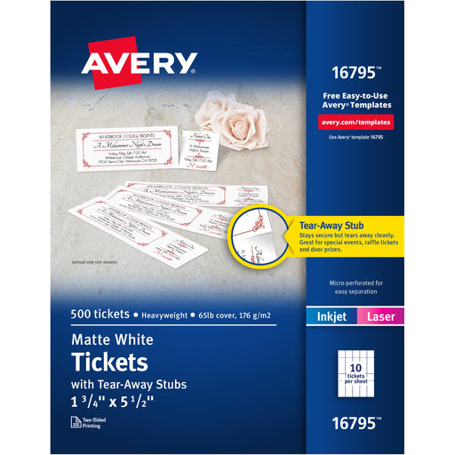 Avery® Blank Printable Perforated Raffle Tickets - Tear-Away Stubs