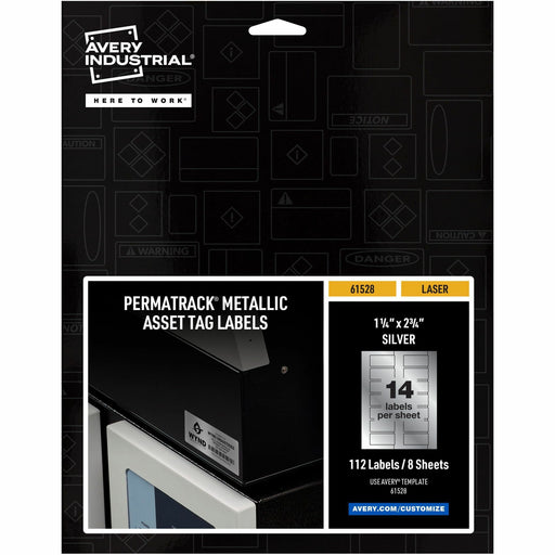 Avery® PermaTrack Metallic Asset Tag Labels, 1-1/4" x 2-3/4" , 112 Asset Tags