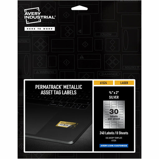 Avery® PermaTrack Metallic Asset Tag Labels, 3/4" x 2" , 240 Asset Tags