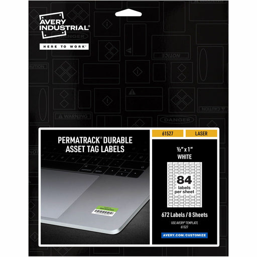 Avery® PermaTrack Durable White Asset Tag Labels, 1/2" x 1" , 672 Asset Tags
