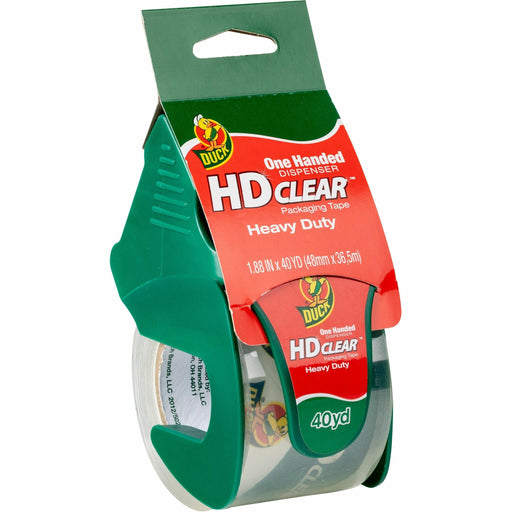 Duck Brand HD Clear Heavy-Duty Packaging Tape, With Dispenser, 1.88" x 40 Yd., Clear