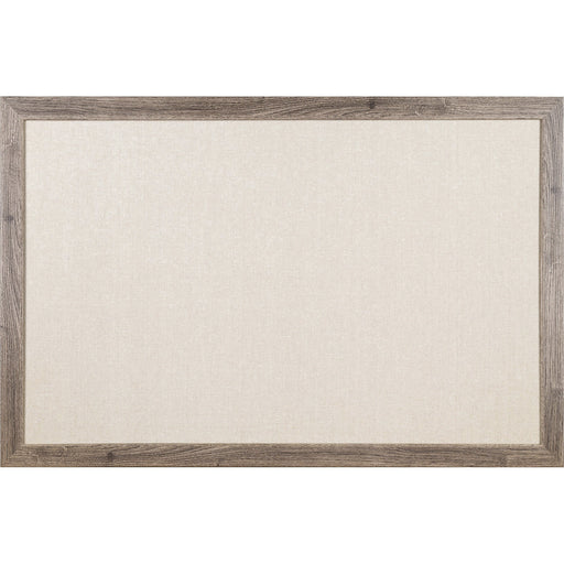 U Brands Linen Bulletin Board, 35" X 23" , Rustic Wood Frame