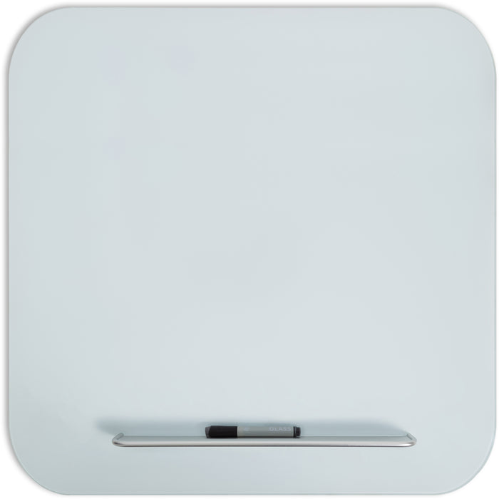 U Brands Magnetic White Glass Dry-Erase Board, 35" X 35"
