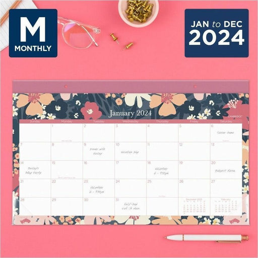 Cambridge Thicket 2024 Monthly Desk Pad Calendar, Compact, 17 3/4" x 11"