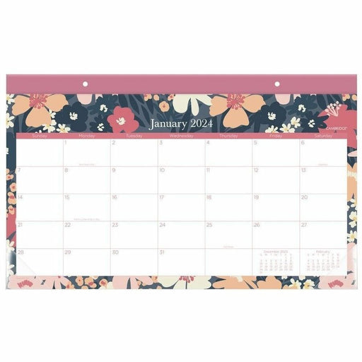 Cambridge Thicket 2024 Monthly Desk Pad Calendar, Compact, 17 3/4" x 11"