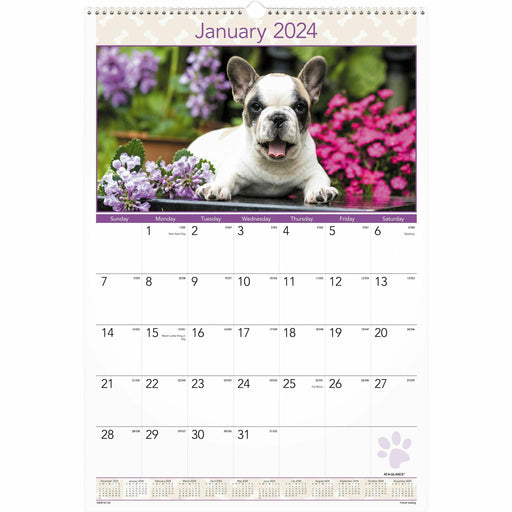 At-A-Glance Puppies Monthly Wall Calendar