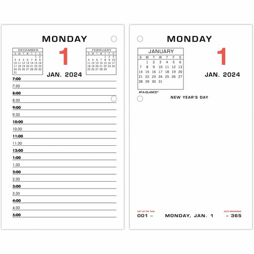 At-A-Glance Daily Two-Color Desk Calendar Refill with tabs