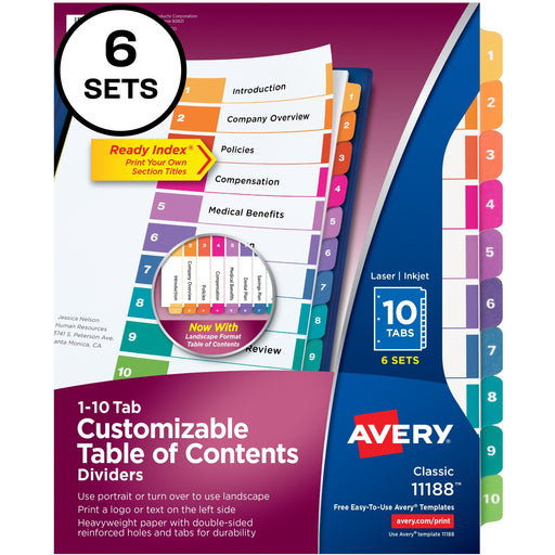 Avery® Ready Index Custom TOC Binder Dividers