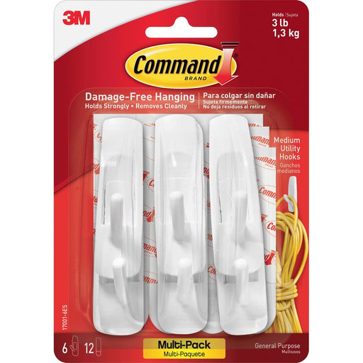 Command Medium Utility Hooks with Adhesive Strips