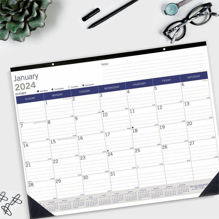 Blueline DuraGlobe Monthly Desk Pad Calendar