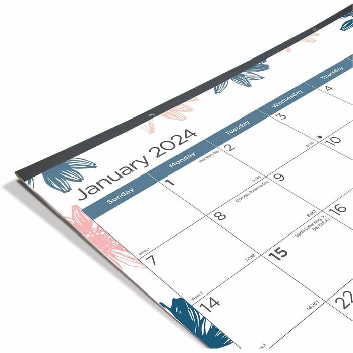 Blueline Passion Floral Desk Pad Calendar