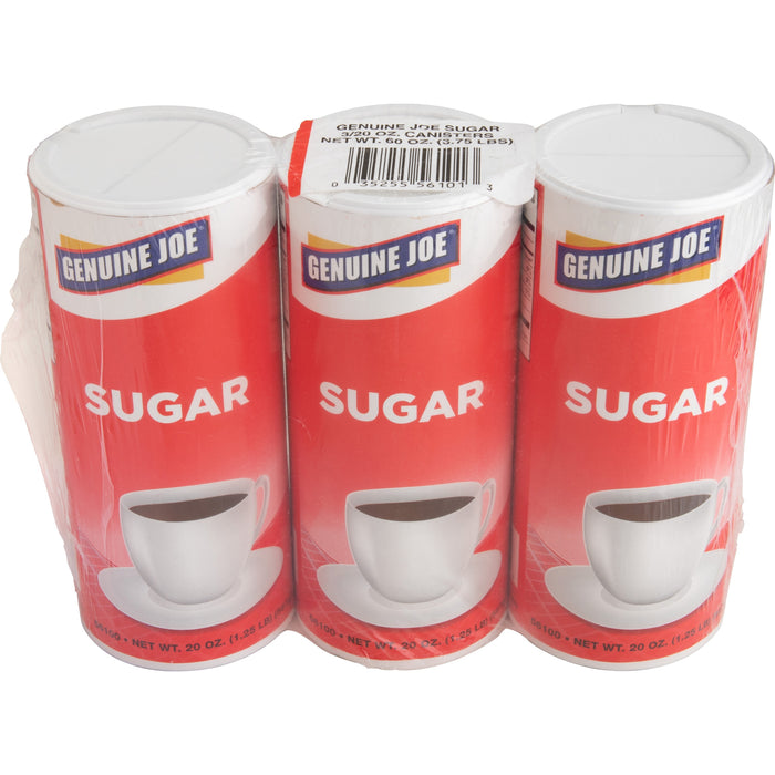 Genuine Joe Sugar - 3 / PK - Canister - 20 oz (567 g) - Natural Sweetener - 3/Pack