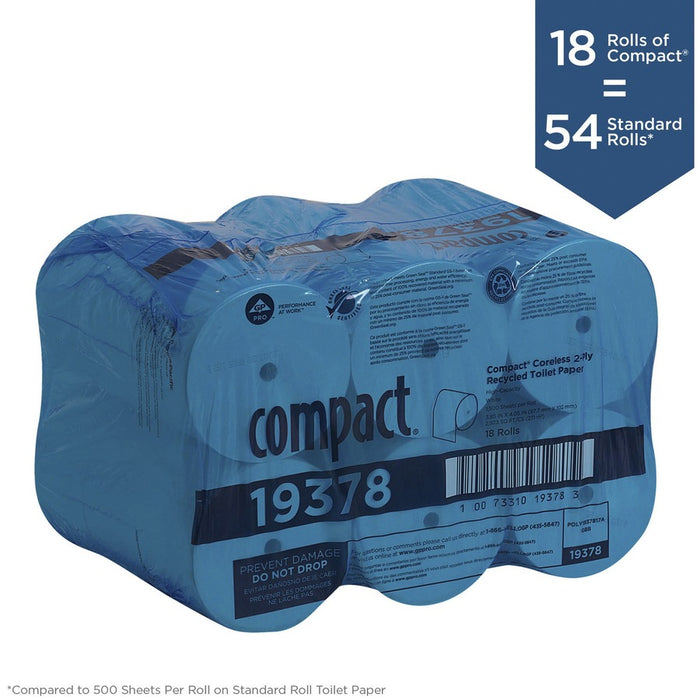 Compact Coreless Recycled Toilet Paper