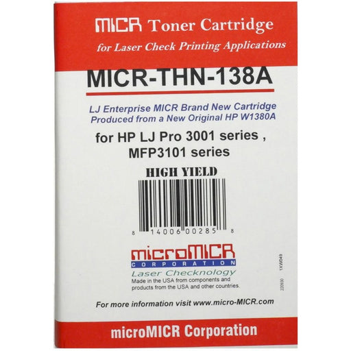 microMICR MICR Standard Yield Laser Toner Cartridge - Alternative for HP 138A, 138X (W1480A) - Black - 1 Each