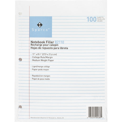 Sparco Notebook Filler Paper - Letter