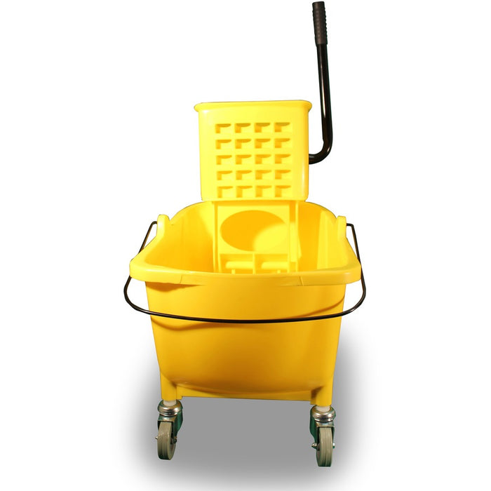 Genuine Joe 35-quart Side Press Mop Bucket & Wringer Combo - 35 quart - Caster - 21 x 16 x 14 - Yellow - 1 Each