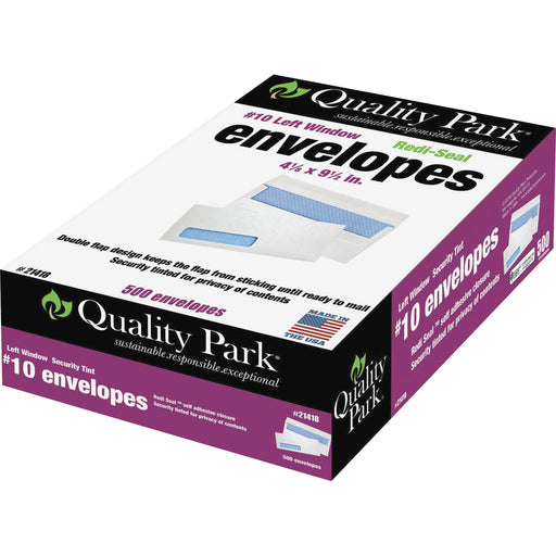 Quality Park No. 10 Single Window Security Tinted Business Envelopes with a Self-Seal Closure