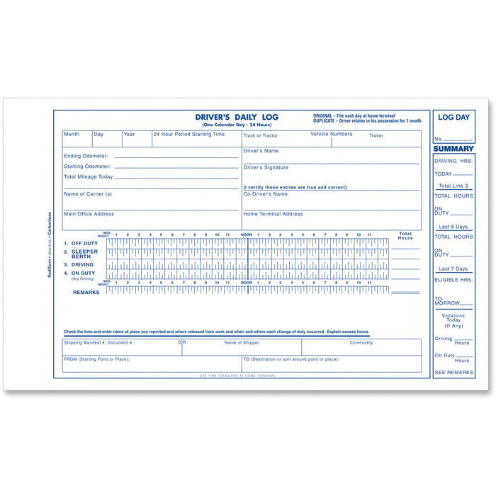 Rediform Carbonless 2-part Driver's Daily Log Book