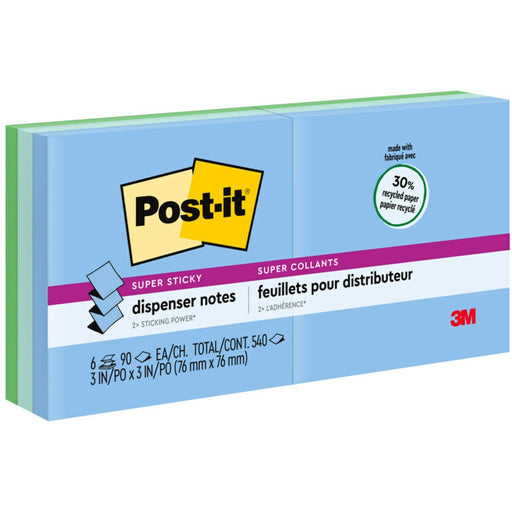 Post-it® Super Sticky Dispenser Notes - Oasis Color Collection