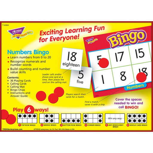 Trend Numbers Bingo Learning Game