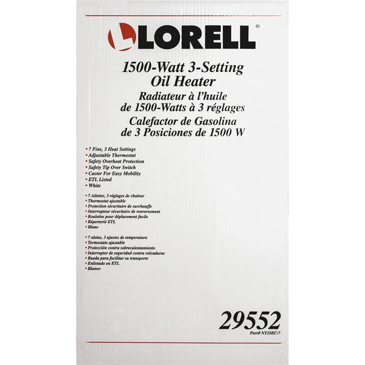 Lorell 1500 Watt 3-Setting Oil Filled Heater