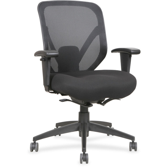 Lorell Self-tilt Mid-back Chair - Fabric Seat - Fabric Back - 5-star Base - Black - 1 Each