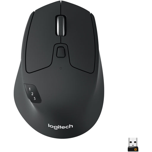 Logitech M720 Triathlon Multi-Device Wireless Mouse, Bluetooth, USB Unifying Receiver, 1000 DPI, 8 Buttons, 2-Year Battery, Compatible with Laptop, PC, Mac, iPadOS - Black