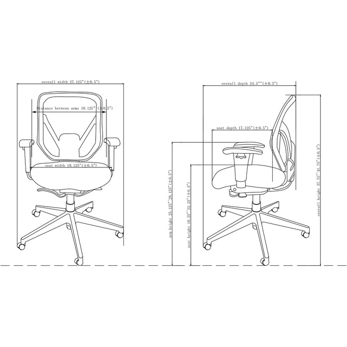 Lorell Self-tilt Mid-back Chair - Fabric Seat - Fabric Back - 5-star Base - Black - 1 Each