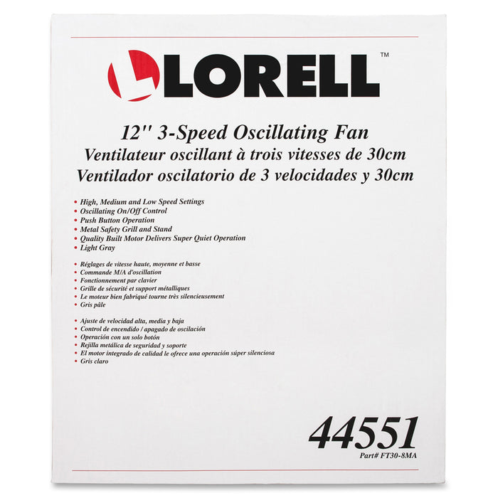 Lorell 12" Oscillating Desk Fan