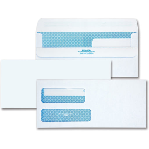 Quality Park No. 9 Double Window Security Tint Envelopes with Self-Seal Closure