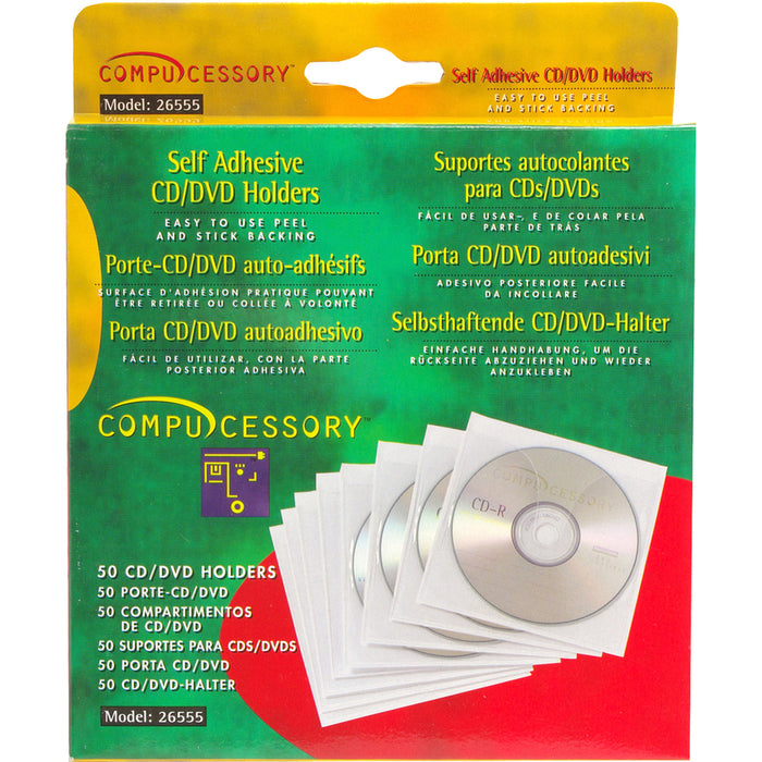 Compucessory Self-Adhesive Poly CD/DVD Holders
