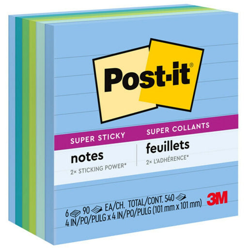 Post-it® Super Sticky Lined Notes - Oasis Color Collection