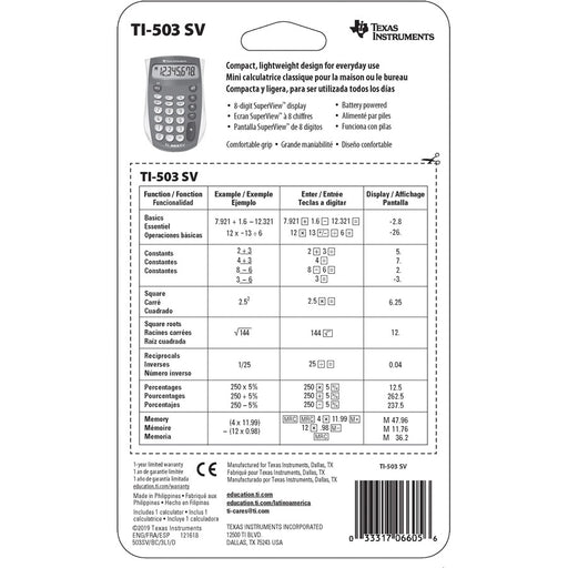 Texas Instruments TI503 SuperView Pocket Calculator