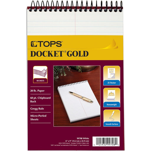 TOPS Docket Gold Spiral Steno Book
