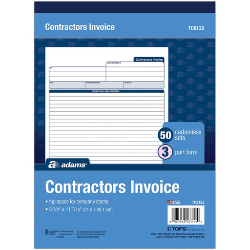 Adams Contractor's Invoice Book