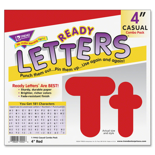 Trend Red 4" Casual Combo Ready Letters Set