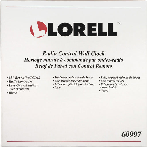 Lorell 12" Round Radio Controlled Wall Clock