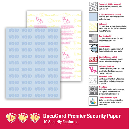 DocuGard Premier Security Paper for Printing Prescriptions & Preventing Fraud, 10 Features
